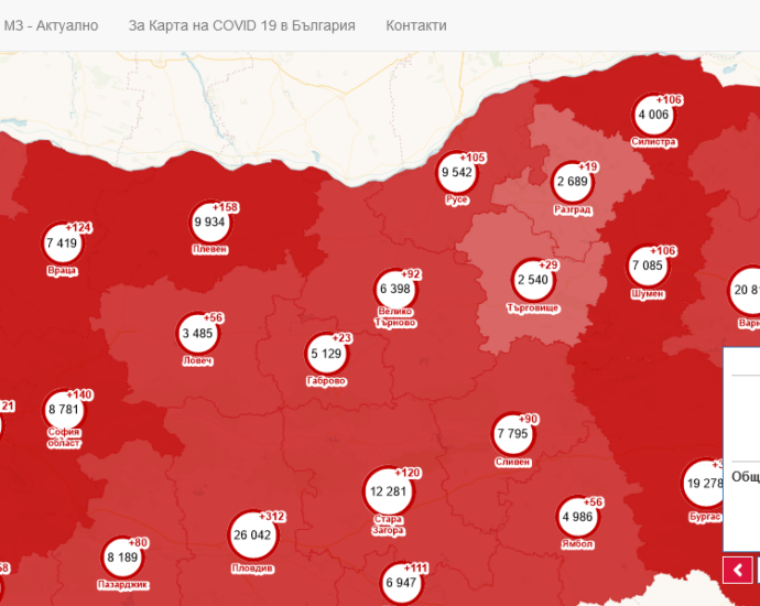 covid map 1903211 Две паралелки ученици в Ловеч ще бъдат поставени под карантина. Има заразени учители и ученици.