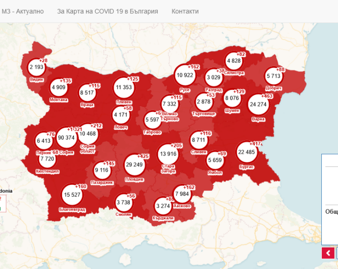 covid map 3103211 6 починали, 55 заразени, 22 приети в болници в област Ловеч