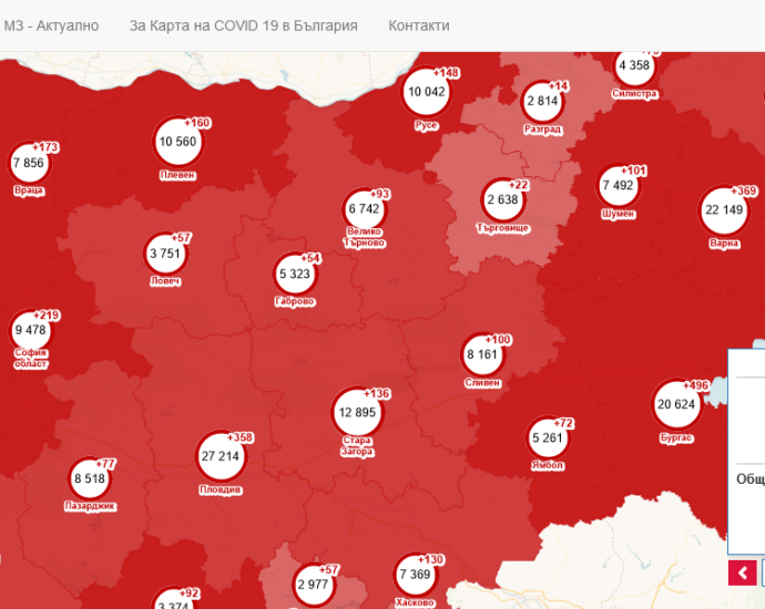 covid map2403211 Новите случаи в област Ловеч са 60, в община Ловеч само са 28