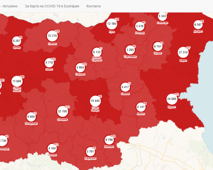 covid map 1204211 На територията на Област Ловеч са диагностицирани 13 нови положителни случая за COVID-19, от които 4 души са хоспитализирани.