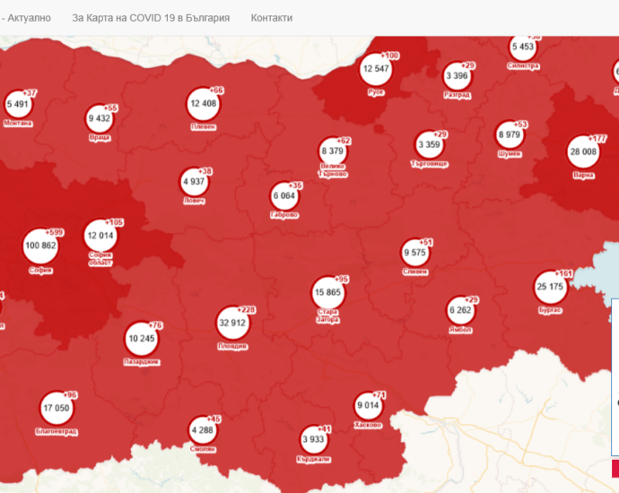 covid map 1504211 35 нови положителни случая на COVID-19 в област Ловеч, от които 12 души са хоспитализирани