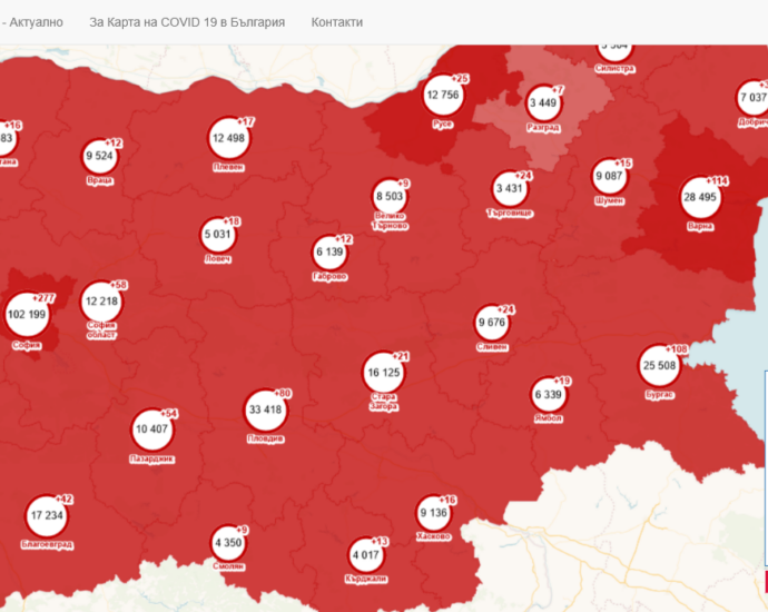 covid map 1804211 Под 500 на 100 000 души население спаднаха новозаразените за последните 14 дни. Четирима са починали за денонощие