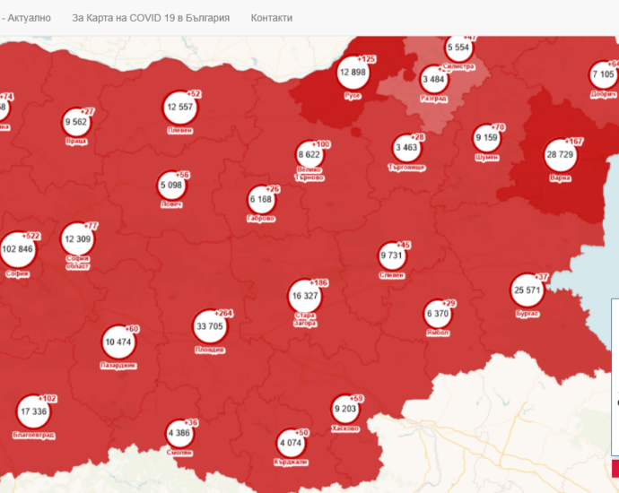 covid map 2004211 Сериозен брой новодиагностицирани с Covid-19 в по-малките населени места на област Ловеч