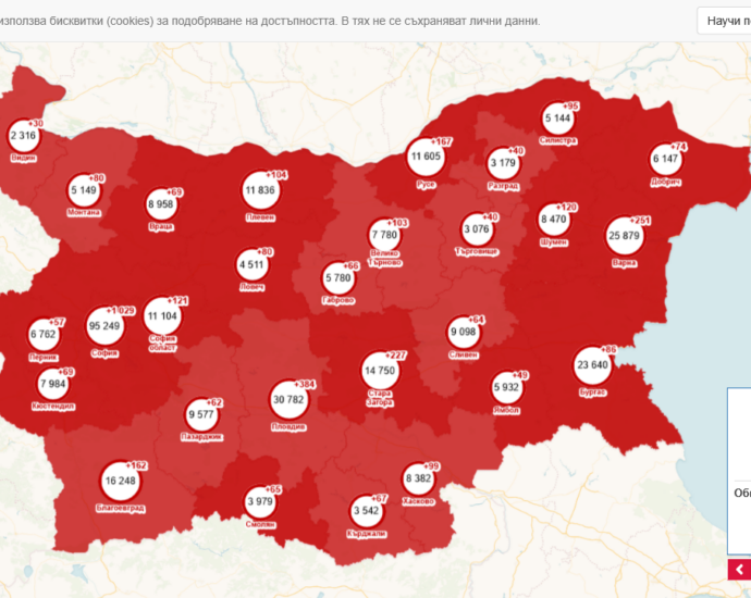 covid map 604211 8 нови положителни случая за COVID-19, от които 24 души са хоспитализирани. Сред заразените са бебе под 1 г., 3 учители и санитар