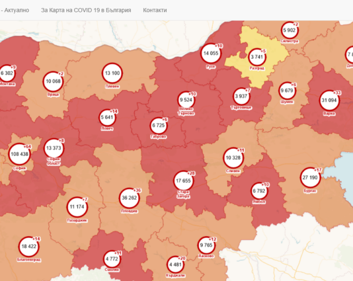 covid map 2105211 В област Ловеч 12 нови положителни случая на COVID-19, 7 са хоспитализирани