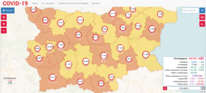 covid map 3105211 Регистрираният спад на заболяемостта от Covid-19 за последната седмица е от 78%