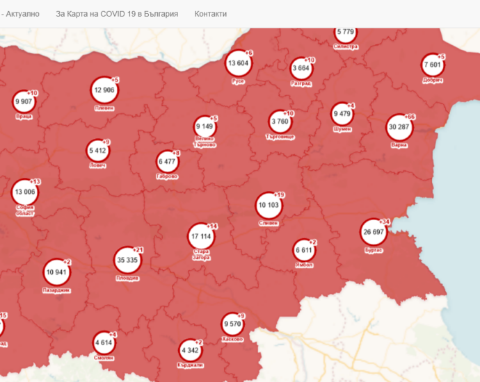 covid map 505211 Област Ловеч излезе от най-опасната зона. Регистрираната 14-дневна заболеваемост към 04.05.2021 е 222,8 на 100 хил. население