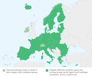 digital covid certificate map 20210701 Регламентът на ЕС относно цифровия сертификат за COVID започва да се прилага oт днес