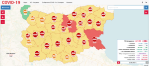 covid map 2308211 РЗИ Ловеч: Запазва се тенденцията за плавно и постепенно нарастване на заболяемостта и на регистрираните случаи за област Ловеч