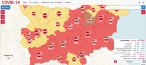 covid map 209211 Активните случаи в област Ловеч са 305, от които 227 на домашна изолация и лечение и 78 хоспитализирани