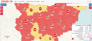 covid map 2109211 Регистрираната 14-дневна заболеваемост за Област Ловеч към 20 септември достигна 296,2  на 100 хил.население.