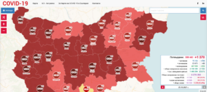 covid map 2510211 Регистрираната 14-дневна заболеваемост за Област Ловеч към 24.10.2021 е 645  на 100 хил.население