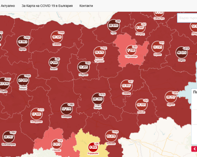 covid map 1111211 На 10 ноември 2021 на територията на Област Ловеч са диагностицирани 46 души.  Хоспитализираните са 13