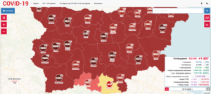 covid map 111211 Активните случаи в област Ловеч към днешна дата са 1013, от които 809 на домашна изолация и лечение и 209 хоспитализирани