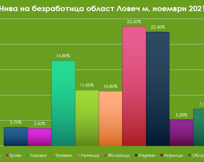 bezrabotica noemvri 2012211 През ноември равнището на безработица в област Ловеч е рекордно ниско - 7.3 %