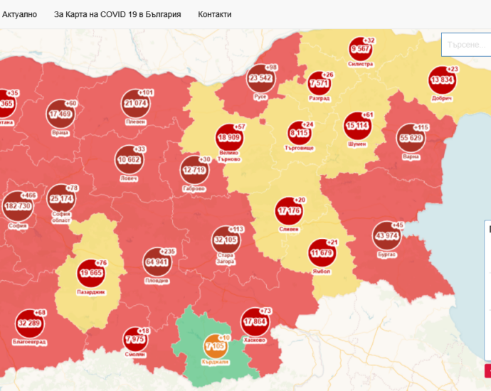covid map 2112211 Диагностицирани са 31 случая с Covid-19 в област Ловеч. Към момента 121 човека са хоспитализирани, активните случаи са 540
