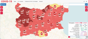 covid map 612211 Регистрираната 14-дневна заболяемост за Област Ловеч, но в 4 общини продължа да е над 500 на 100 хил. население