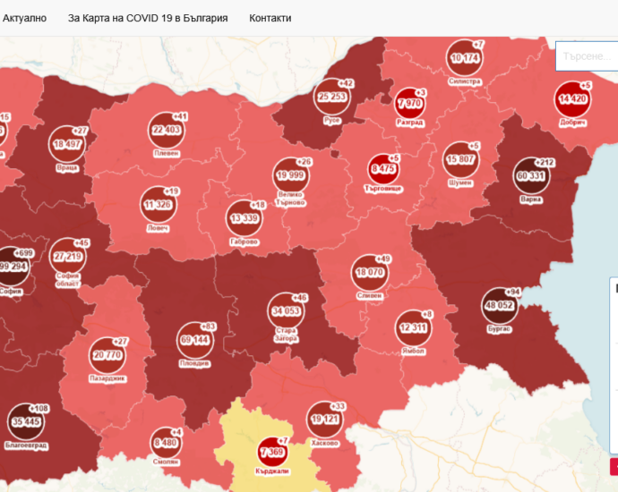 covid map 1001221 17 новозаразени в неделя в област Ловеч. Активните случаи в областта са 638, 108 са в болници, под карантина са 1069 човека