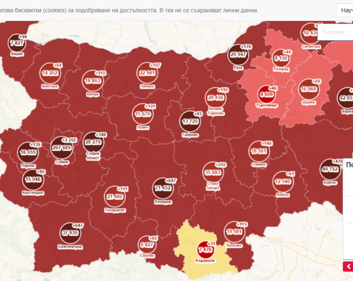 covid map 1401221 Диагностицирани са 4 ученика от Ловеч и 2 от Троян. Децата от паралелките ще бъдат карантинирани като контактни