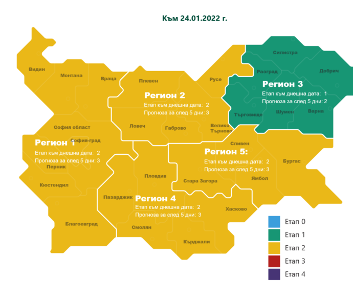 covid map 2401221 регистрираната заболяемост от ОРЗ и грип за областния град Ловеч е 148,3 на 10 хил. население, тази от Covid-19 е 1061 на 100 хил. население