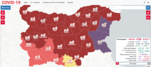 covid map 2802221 Значителен спад на регистрираната 14-дневна заболяемост за Област Ловеч - от 894 на 100 хил. население за предходната седмица до 569 днес