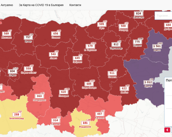 covid map 103221 Сред 39-те нови случая на Covid-19 в област Ловеч, 7 човека са от 3 семейни огнища