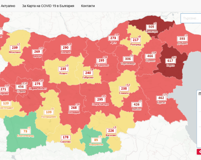 covid map 2103221 През двата почивни дни в област Ловеч са регистрирани 17 случая на Covid-19, в болници са постъпили 6 човека