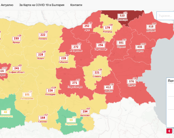 covid map 2903221 Двама учители от Ловеч и един от Троян са с Covid-19. Не се налага да бъдат карантинирани ученици