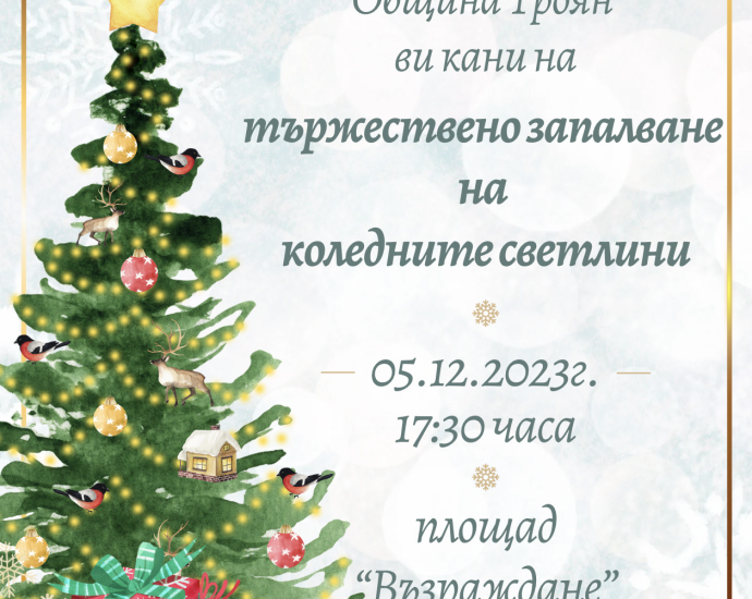 koleda troyan 2811231 На 5 декември ще грейнат коледните светлини в Троян. Кметът и едно троянско дете ще запалят светлините на нова коледна елха