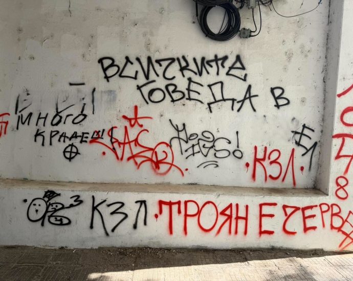 vandalizam troyan 220526 5 20-годишен е задържан за хулиганство след изрисувани фасади в Троян